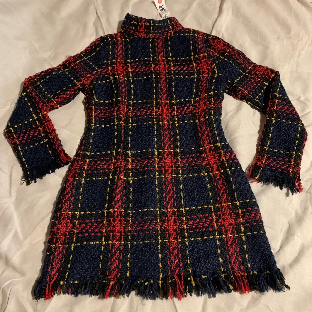Plaid fringe dress